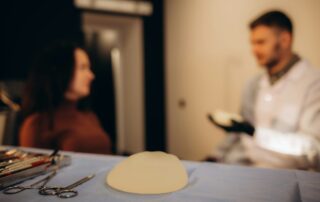 silicone breast implants on the table